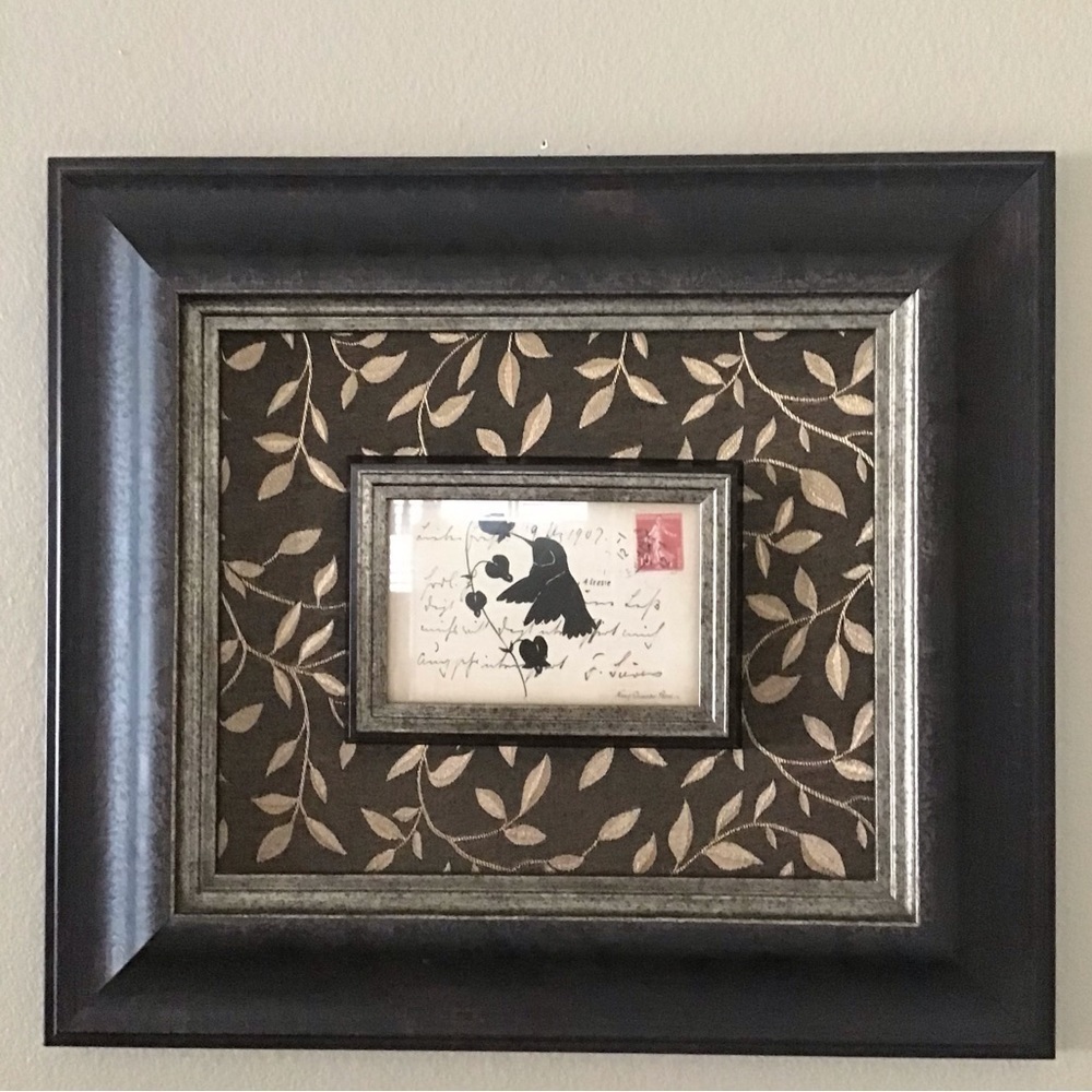 Hummingbird Silhouette Post Card Picture Nancy Shumaker Pallan Art Brown 16x18” - Picture 2 of 8